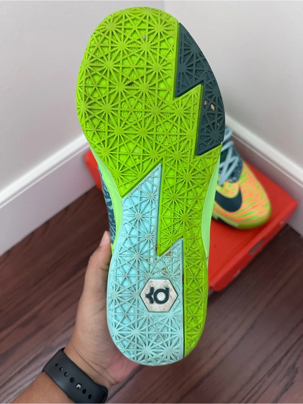 Nike Kids Multicolor KD VI (GS)Low-Top Sneakers in Neon Green and Teal